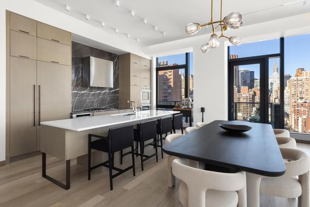 Dining room, Interior, Kitchen, Pendant Lights, Wood Texture Flooring