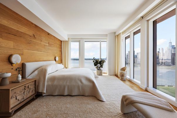 Bedroom, Interior, Water, Wood Texture Flooring, Wooden Walls
