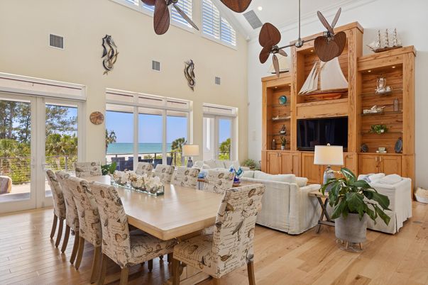Dining room, Interior, Living room, Water, Wood Texture Flooring, Wooden Walls