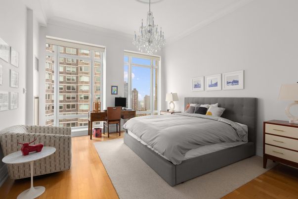 Bedroom, Chandelier, Interior, Wood Texture Flooring