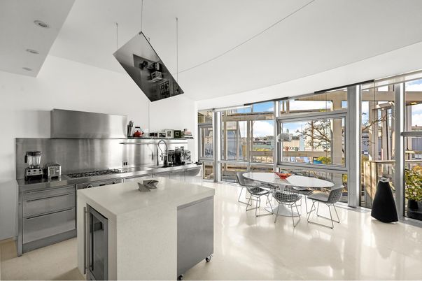 Dining room, Interior, Kitchen, Pendant Lights, Stainless Steel Appliances