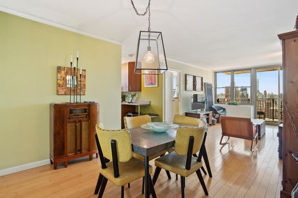 Dining room, Interior, Living room, Pendant Lights, Wood Texture Flooring