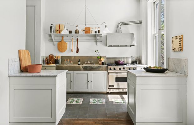 Interior, Kitchen, Pendant Lights, Stainless Steel Appliances, Wood Texture Flooring