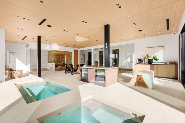 Interior, Pool, Recessed Lighting, Wooden Ceilings