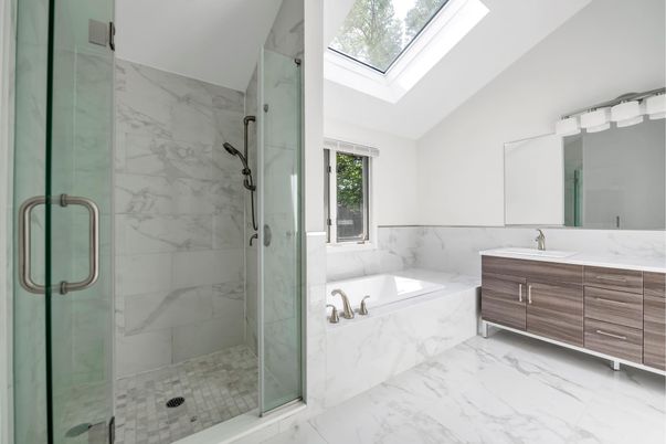 Bathroom, Glass Shower, Interior, Marble, Marble Walls