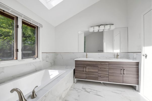 Bathroom, Dual Sink Vanities, Interior, Marble, Marble Walls