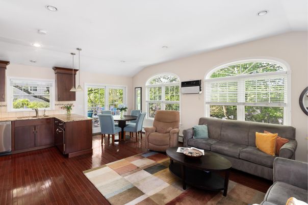 Dining room, Interior, Kitchen, Living room, Pendant Lights, Recessed Lighting, Wood Texture Flooring