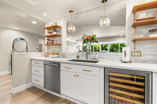 Interior, Kitchen, Pendant Lights, Recessed Lighting, Wood Texture Flooring