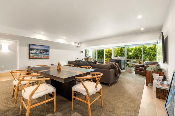 Dining room, Fireplace, Interior, Living room, Recessed Lighting
