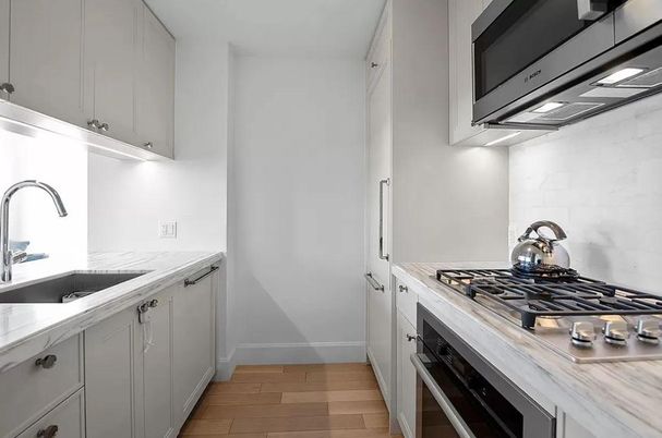 Interior, Kitchen, Marble Walls, Wood Texture Flooring