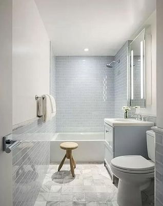 Bathroom, Interior, Marble, Recessed Lighting