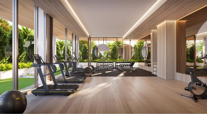 Fitness Equipment, Interior, Wood Texture Flooring