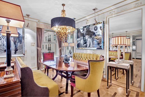 Chandelier, Dining room, Interior, Wood Texture Flooring