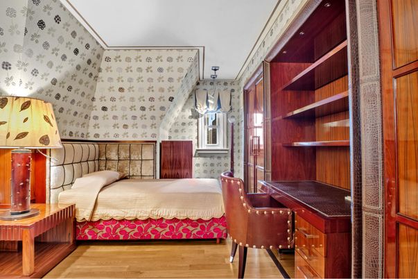 Bedroom, Chandelier, Interior, Wood Texture Flooring