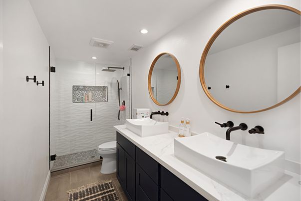 Bathroom, Glass Shower, Interior, Recessed Lighting
