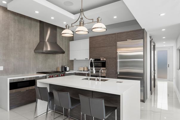Interior, Kitchen, Pendant Lights, Recessed Lighting, Stainless Steel Appliances