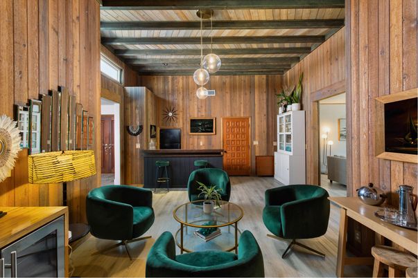 Interior, Living room, Pendant Lights, Wooden Beams, Wooden Ceilings, Wood Texture Flooring, Wooden Walls