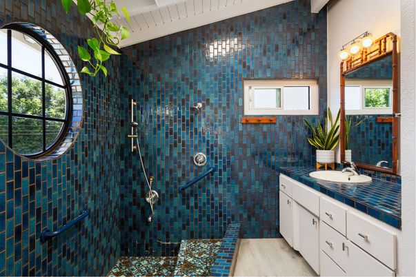 Bathroom, Glass Shower, Interior, Tile Countertops