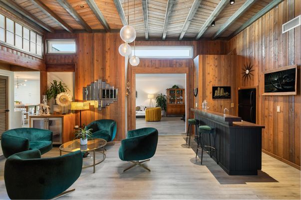 Interior, Living room, Pendant Lights, Wooden Beams, Wooden Ceilings, Wood Texture Flooring, Wooden Walls