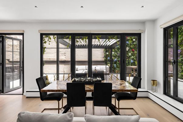 Dining room, Interior, Recessed Lighting, Water, Wood Texture Flooring