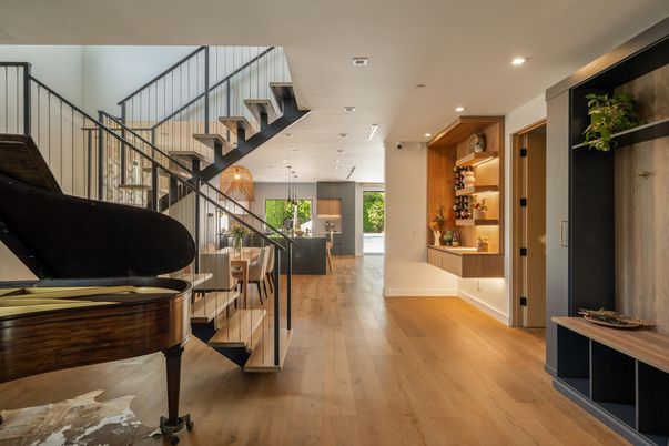 Interior, Piano, Recessed Lighting, Wood Texture Flooring