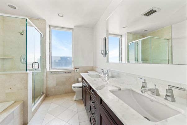 Bathroom, Dual Sink Vanities, Glass Shower, Interior, Recessed Lighting