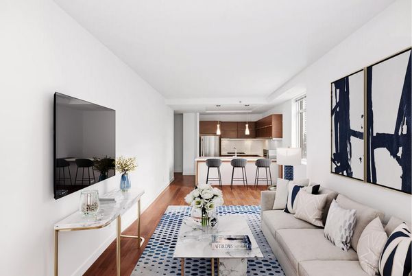 Interior, Kitchen, Living room, Pendant Lights, Wood Texture Flooring