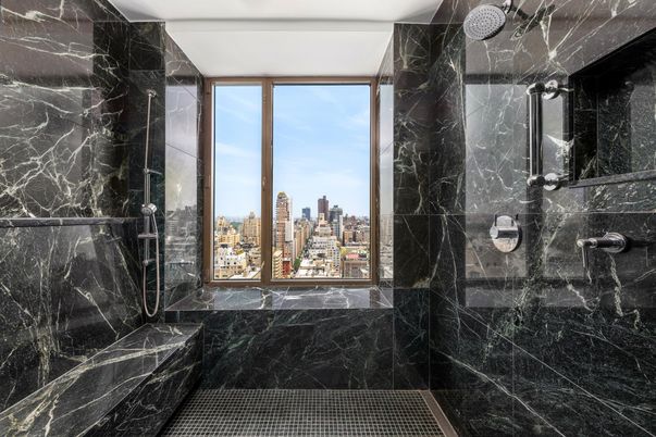 Bathroom, Glass Shower, Interior, Marble Walls