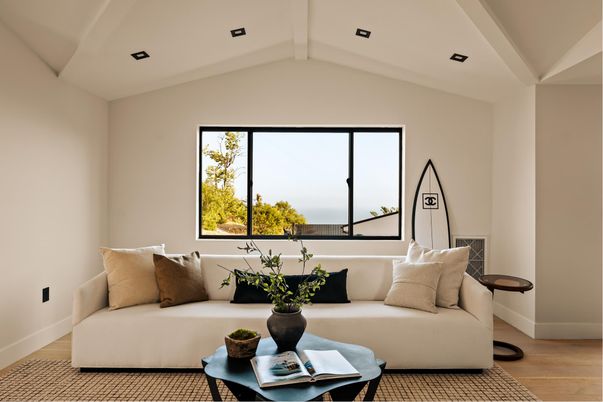 Interior, Living room, Recessed Lighting, Water, Wood Texture Flooring