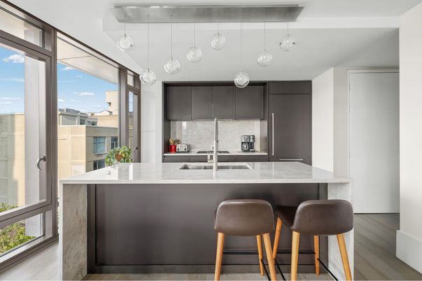 Interior, Kitchen, Pendant Lights, Wood Texture Flooring