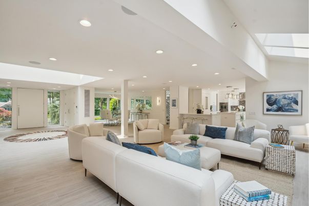 Interior, Kitchen, Living room, Pendant Lights, Recessed Lighting, Wood Texture Flooring