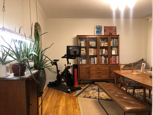 Fitness Equipment, Home Office, Interior, Wood Texture Flooring