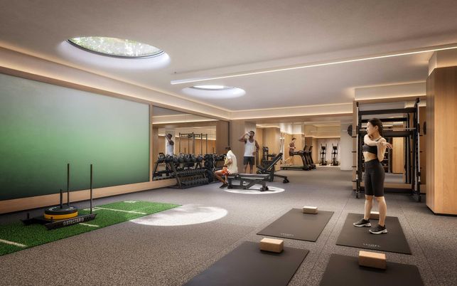 Fitness Equipment, Gym, Interior, Recessed Lighting