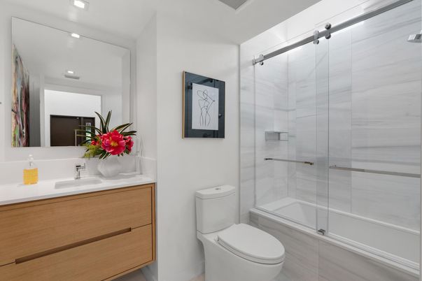 Bathroom, Glass Shower, Interior, Recessed Lighting