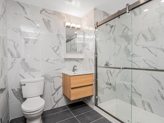 Bathroom, Glass Shower, Interior, Marble Walls