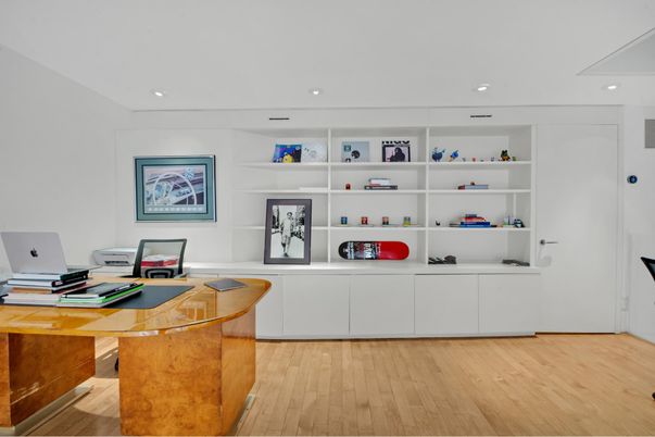 Home Office, Interior, Recessed Lighting, Wood Texture Flooring