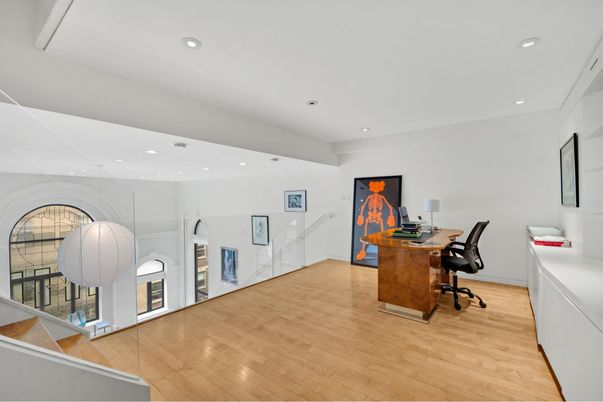 Home Office, Interior, Recessed Lighting, Wood Texture Flooring