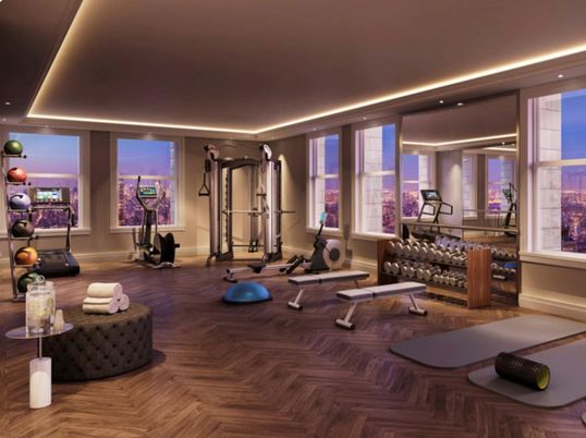 Fitness Equipment, Interior, Recessed Lighting, Wood Texture Flooring