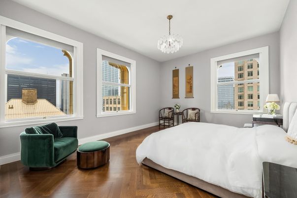 Bedroom, Chandelier, Interior, Wood Texture Flooring