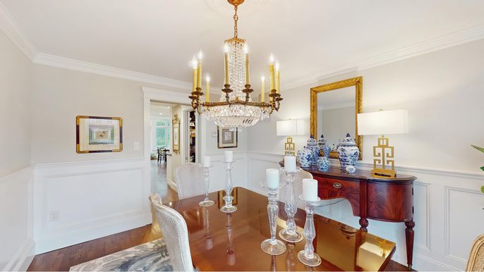Chandelier, Dining room, Interior, Wood Texture Flooring