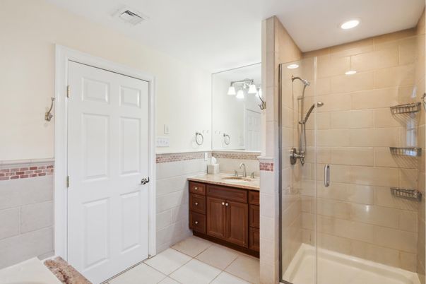 Bathroom, Glass Shower, Interior, Recessed Lighting