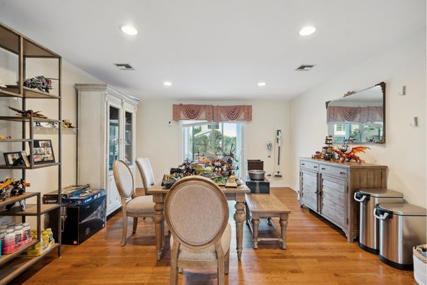Home Office, Interior, Recessed Lighting, Wood Texture Flooring
