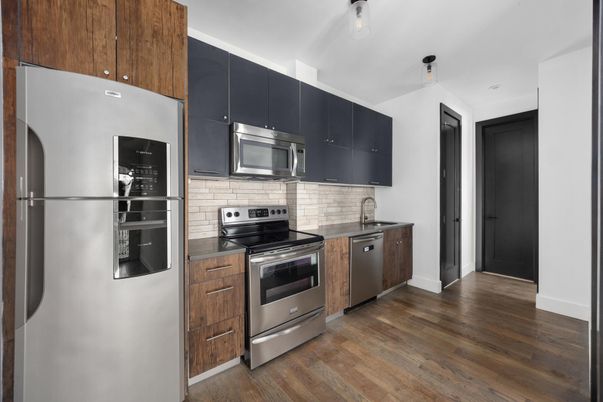 Interior, Kitchen, Stainless Steel Appliances, Wood Texture Flooring