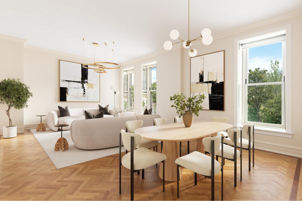 Dining room, Interior, Living room, Pendant Lights, Wood Texture Flooring