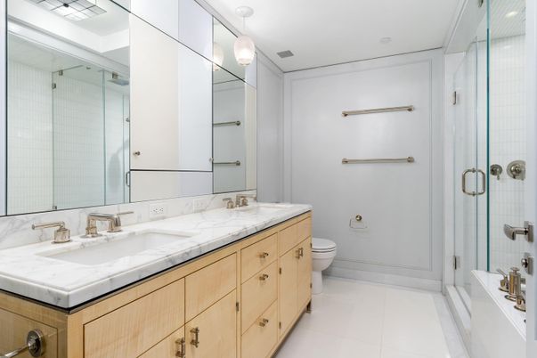Bathroom, Dual Sink Vanities, Glass Shower, Interior
