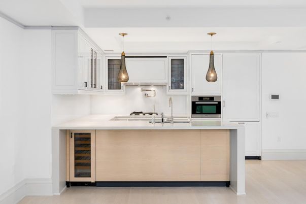 Interior, Kitchen, Pendant Lights, Stainless Steel Appliances, Wood Texture Flooring