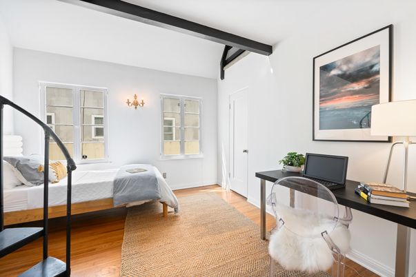 Bedroom, Home Office, Interior, Wooden Beams, Wood Texture Flooring
