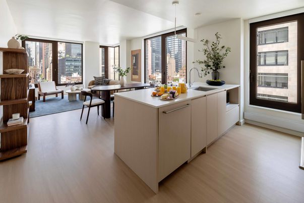 Dining room, Interior, Kitchen, Pendant Lights, Wood Texture Flooring