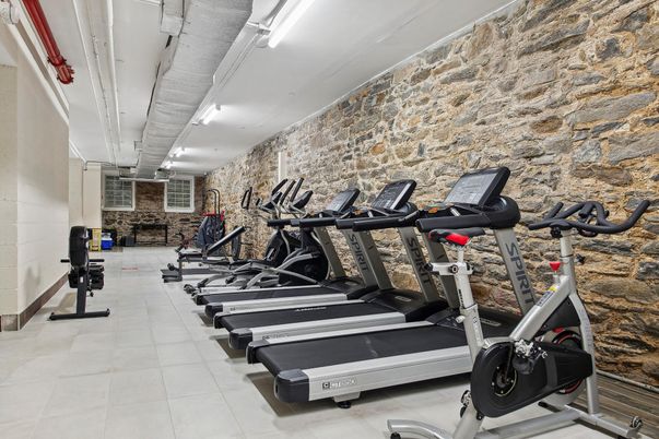 Fitness Equipment, Gym, Interior, Stone Walls