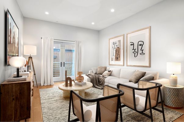 Interior, Living room, Recessed Lighting, Wood Texture Flooring